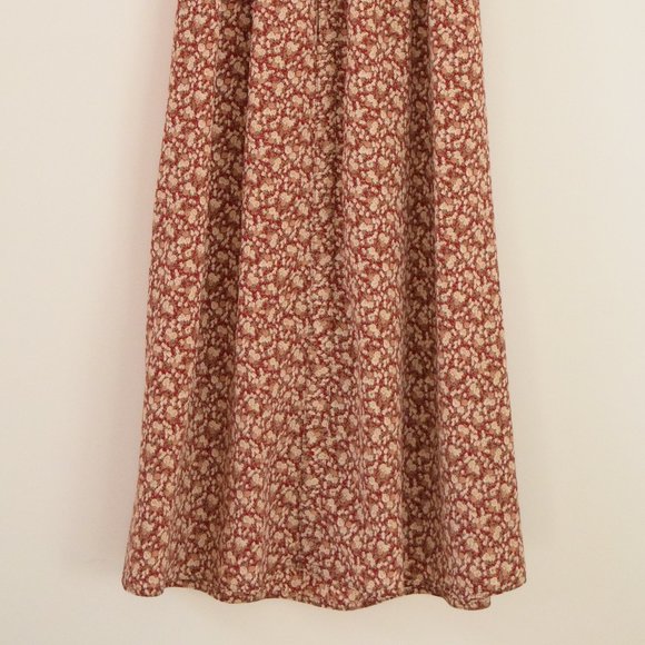 Vintage Red Floral Prairie Floral Lace Embellished Midi Dress | Size XS - Picture 4 of 9